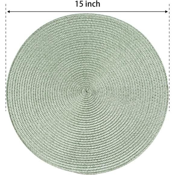 Round Braided Placemats Set of 6 Woven Washable Non-Slip Table mats 15 inch - Picture 2 of 6